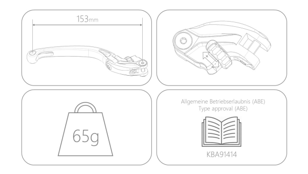 MG Biketec clutch lever folding long or short with ABE